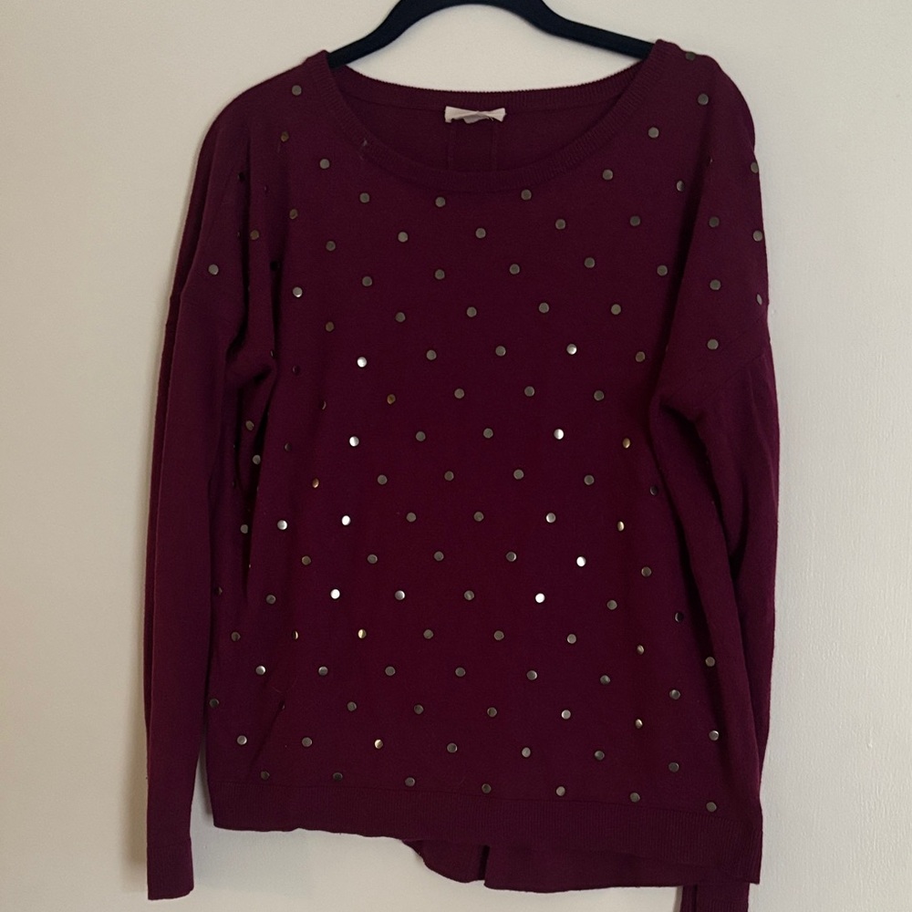 Caslon Burgundy Studded Sweatshirt